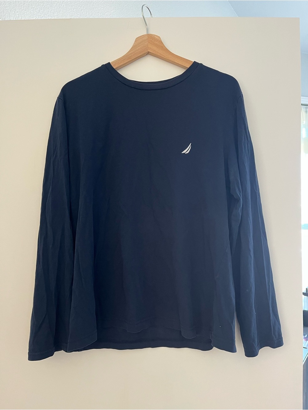 Nautica Long Sleeve Crew Neck Tee in Navy with White Sail Logo